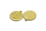 Brass Round Charm, 4 Raw Brass Round Charms With 1 Loop, Sun Findings, Sun Face Charms (19x17x1.4mm) N2320