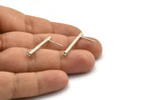 Silver Stick Earring, 4 Antique Silver Plated Brass Stick Stud Earrings With 1 Hole (2x30mm) D1510 A1930