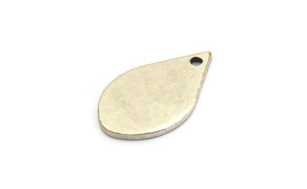 Silver Drop Charm, 8 Antique Silver Plated Brass Drop Charms With 1 Hole, Earrings, Findings (20x12x1mm) A6467