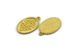 Brass Oval Charm, 4 Raw Brass Oval Charms With 1 Loop, Motif Findings, Ethnic Motif Findings (22x13x1.4mm) N2310