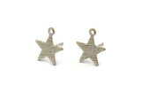 Silver Star Earring, 6 Textured Antique Silver Plated Brass Star Stud Earrings With 1 Loop (14x0.80mm) A1896 A2252