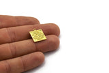 Brass Square Charm, 4 Raw Brass Square Charms With 1 Loop, Motif Findings, Ethnic Motif Findings (18x15x1.5mm) N2307