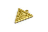 Brass Triangle Charm, 4 Raw Brass Triangle Charms With 1 Loop, Motif Findings, Ethnic Motif Findings (19x16x1.5mm) N2301