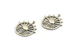 Silver Sunset Charm, 2 Antique Silver Plated Brass Sun And Sea Charms With 1 Loop, Sunrise Charms, Charms, Earring Findings (25x24mm) N1937