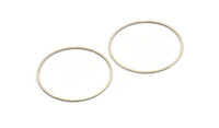 48mm Circle Connectors, 8 Antique Silver Plate Brass Circle Connectors (48x1x1mm) A4074