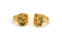 Gold Royal Ring, Gold Plated Brass Royal Ring With 1 Stone Setting - Pad Size 4mm N1991