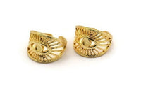 Gold Eye Ring, Gold Plated Brass Eye Ring With 1 Stone Setting - Pad Size 3mm N1949