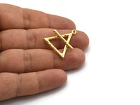 Gold Element Charm, Textured Gold Plated Brass Air Element Symbol Charm With 1 Loop (26x23mm) N1974