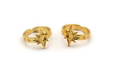 Gold Star Ring, Gold Plated Brass Ethnic Star Ring With 1 Stone Setting - Pad Size 4mm N1960 H1468