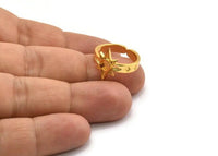 Gold Star Ring, Gold Plated Brass Ethnic Star Ring With 1 Stone Setting - Pad Size 4mm N1960 H1468
