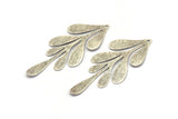 Silver Leaf Charm, 4 Antique Silver Plated Brass Textured Leaf Charm Earrings With 1 Hole, Findings (62x26x0.60mm) D0680 Q0926