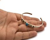 Silver Moon Cuff,  Antique Silver Plated Brass Moon Phases Cuff Stone Setting With 1 Pad - Pad Size 6mm N1342 H1031