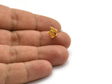 Gold Flower Earring, 4 Gold Plated Brass Flower Stud Earrings (9mm) N1934
