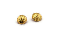 Gold Flower Earring, 4 Gold Plated Brass Flower Stud Earrings With 1 Loop (9mm) N1931