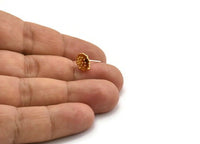 Gold Flower Earring, 4 Gold Plated Brass Flower Stud Earrings With 1 Loop (9mm) N1931