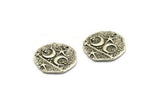 Silver Irregular Charm, 2 Antique Silver Plated Brass Crescent And Star Irregular Shaped Charms With 1 Hole, Pendants (19x19x1.2mm) N1936
