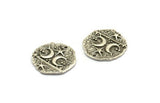 Silver Irregular Charm, 2 Antique Silver Plated Brass Crescent And Star Irregular Shaped Charms With 1 Hole, Pendants (19x19x1.2mm) N1936