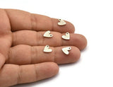 Silver Heart Charm, 24 Textured Antique Silver Plated Brass Heart Charms With 1 Hole (8x1mm) M02170