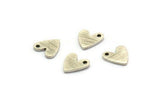 Silver Heart Charm, 24 Textured Antique Silver Plated Brass Heart Charms With 1 Hole (8x1mm) M02170