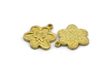 Brass Flower Charm, 4 Raw Brass Flower Charms With 1 Loop, Findings (18x16x1.5mm) N2389