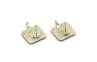 Silver Square Earring, 2 Antique Silver Plated Brass Square Sun Shaped Earring With 1 Loop (17x13mm) N1912