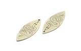Antique Silver Marquise Charm, 4 Antique Silver Plated Brass Snake Pattarned Marquise Shaped Charms With 1 Hole (39x15x0.80mm) A5545
