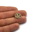 Brass Round Charm, 2 Raw Brass Round Charms With 1 Loop, Copper Eye Findings, Copper Teardrop Findings (19x17x1.5mm) N2382