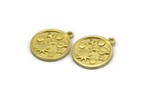 Brass Round Charm, 4 Raw Brass Round Charms With 1 Loop, Galaxy Findings, Universe Findings (19x17x1.5mm) N2395