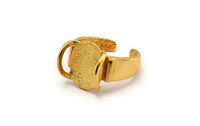 Pink Ring Setting, Gold Plated Brass Gorgeous Ring Settings With 2 Claws, Ring Blanks (14.5x12.5x1.2mm) BS 1911
