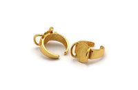 Pink Ring Setting, Gold Plated Brass Gorgeous Ring Settings With 2 Claws, Ring Blanks (14.5x12.5x1.2mm) BS 1911