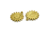 Brass Sun Charm, 4 Raw Brass Sun Charms With 1 Loop, Findings (18x16x1.4mm) N2386