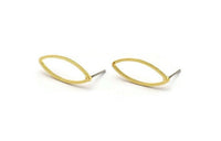 Gold Marquise Earring, 6 Gold Plated Brass Marquise Stud Earrings (8x20x0.80mm) D0041 A1365