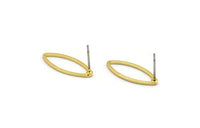 Gold Marquise Earring, 6 Gold Plated Brass Marquise Stud Earrings (8x20x0.80mm) D0041 A1365