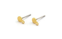 Gold Round Earring, 8 Gold Plated Brass Round Stud Earrings With 1 Loop (4.5mm) A0216 A2082
