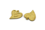 Brass Heart Charm, 4 Raw Brass Heart Charms With 1 Loop, Findings (18x15x1.5mm) N2383