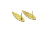 Brass Oval Earring, 2 Raw Brass Oval Stud Earrings With 1 Hole (30x9x1mm) N2300