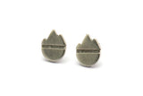 Silver Mountain Earring, 4 Antique Silver Plated Brass Tiny Mountain Shaped Stud Earrings (12x10mm) N1967