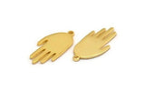 Gold Hand Charm, 2 Gold Plated Brass Hand Charms With 1 Loop (23x11x1.2mm) N1876