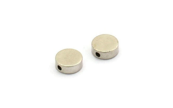 Silver Spacer Beads, 25 Antique Silver Plated Brass Spacer Connectors, Round Beads (8x3mm) D0128 S482