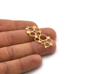 Brass Geometric Charm, 4 Raw Brass Round Charms With 1 Loop, Findings (40x17.5x0.60mm) SMP0263