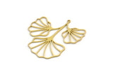 Brass Leaf Charm, 2 Raw Brass Ginkgo Leaf Charms With 1 Loop, Charm Pendants (43x41x0.80mm) SMP0266 A2606