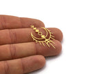 Brass Moon Charm, 8 Raw Brass Crescent Moon Charms With 1 Loop, Findings (41x24x0.60mm) SMP0273 A6894