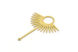 Brass Sun Charm, 8 Raw Brass Sun Charms With 1 Loop, Findings (38x30x0.60mm) SMP0280 A2642