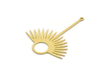 Brass Sun Charm, 8 Raw Brass Sun Charms With 1 Loop, Findings (38x30x0.60mm) SMP0280 A2642