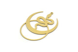 Brass Moon Charm, 4 Raw Brass Crescent Moon And Snake Shaped Charms With 1 Loop (40x29x0.60mm) SMP0284 A2602