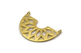 Ethnic Brass Pendant, Raw Brass Semi Circle Pendants with 2 Loops (37x23x14x1 mm) N0281