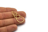 Brass Drop Charm, 12 Raw Brass Drop Shaped Charms With 1 Loop, Findings (39x19x0.60mm) SMP0144 A5756