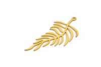 Gold Leaf Charm, 4 Gold Plated Brass Branch Charms With 1 Loop, Charm Pendants (47x21x0.60mm) A3437 Q0202