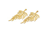 Gold Leaf Charm, 4 Gold Plated Brass Branch Charms With 1 Loop, Charm Pendants (47x21x0.60mm) A3437 Q0202