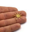 Gold Sun Charm, 6 Gold Plated Brass Sun Charms With 2 Loops, Connectors (28x23x0.60mm) A3664 H0857